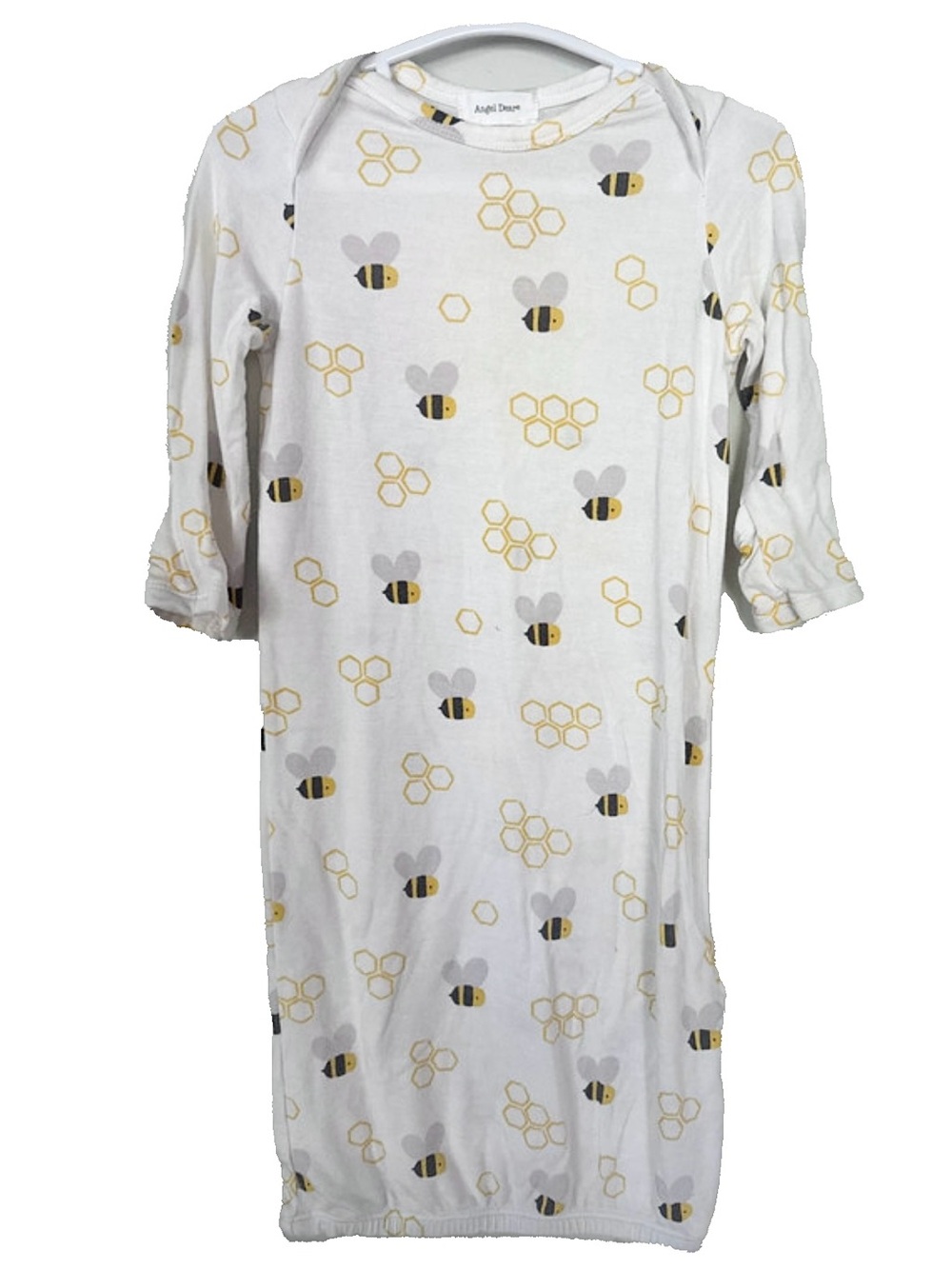 Angel Dear White Bee & Honeycomb Print Baby Gown